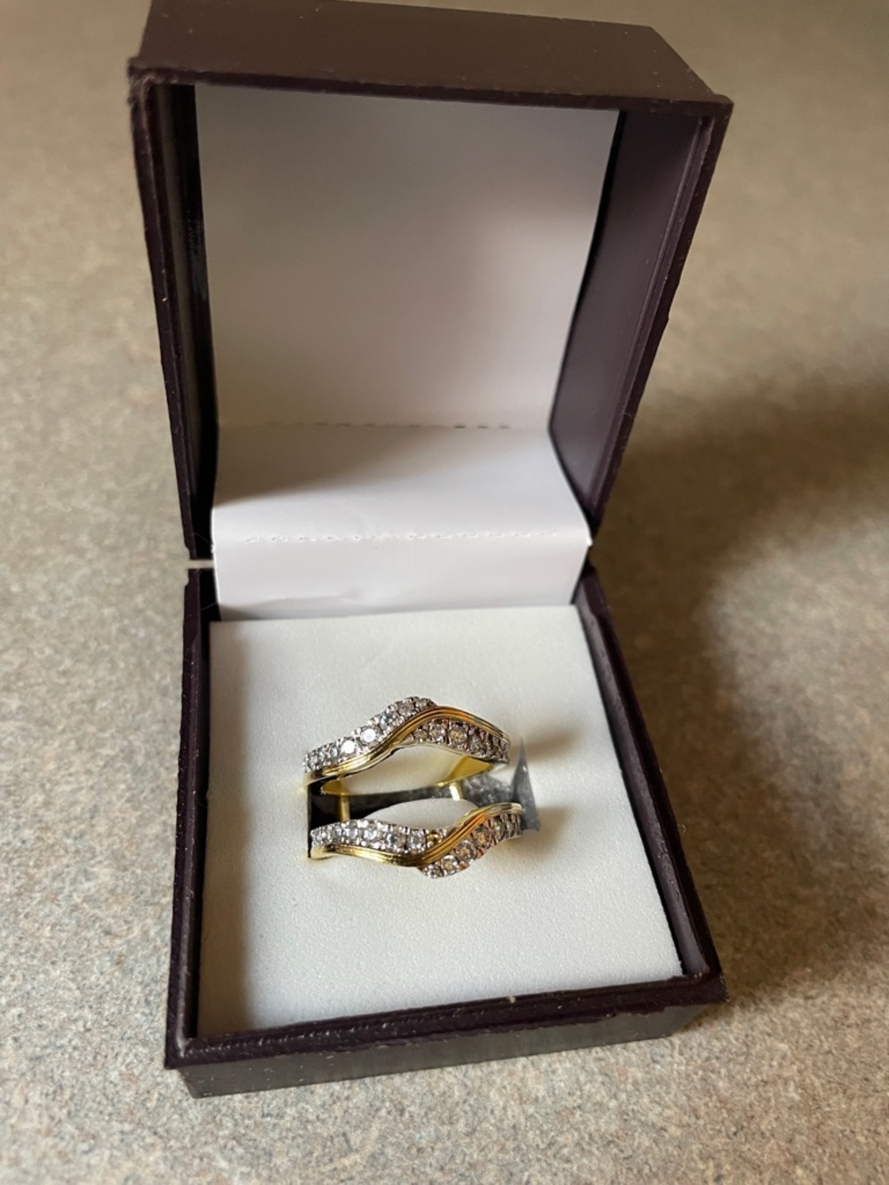 Gold and Silver Crisscross Cubic Zirconia Ring jacket enhancer